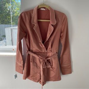 Blush Satin blazer style romper